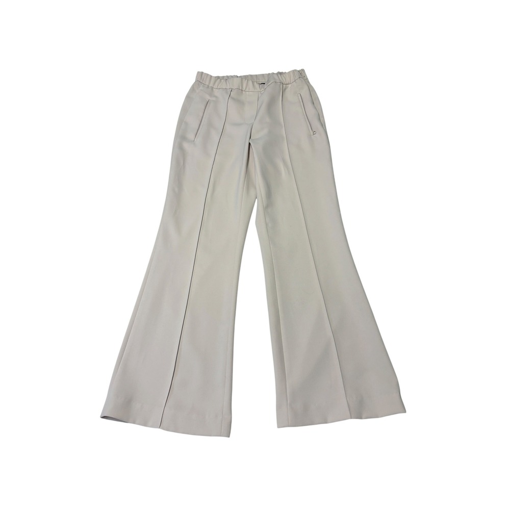 Theory Beige Wide Leg Pintuck Trousers Elastic Waist Side Zip Size 000 W24 L25 - Picture 1 of 11